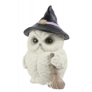 Owl Witch and Broomstick 18cm