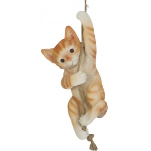 Climbing Ginger Cat On Rope 34cm