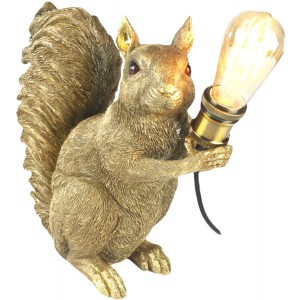 Gold Squirrel Table Lamp + Free Bulb 34.5cm
