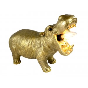 Gold Hippo Table Lamp + Free Bulb 37.5cm