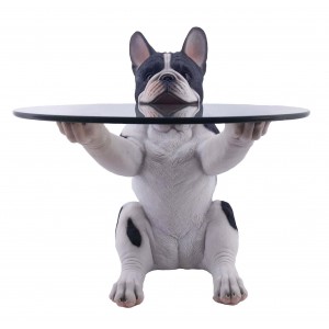 Dog Holding Glass Top Table 55cm