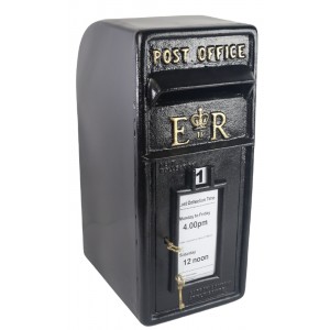 ER Royal Mail Post Box Black (With Bracket) 60cm