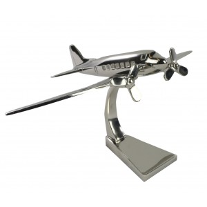 Dakota Plane Model Large Nickel Plated Aluminium - 30cm