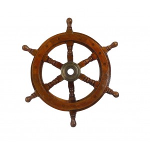 Nautical Ship Wheel - Wood/Brass Antique 30.5cm