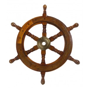 Nautical Ship Wheel - Wood/Brass Antique 46cm