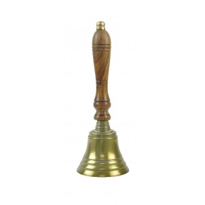 Bell with Wooden Handle (Brass Antique Finish) - 25cm