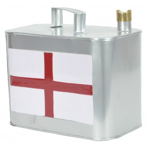 St George Flag England Silver Oil Can Small 26cm