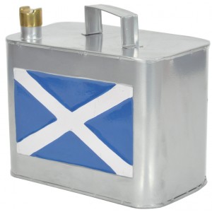 St Andrews Cross Flag Small Silver Oil Can 26cm