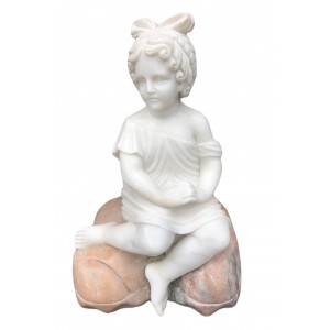 Hand Carved Marble Girl Sitting On Cushion 47cm