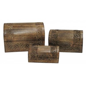 Mango Wood Celtic Domed Boxes - Set/3