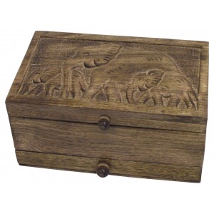 Mango Wood Elephant Design Jewellery Box