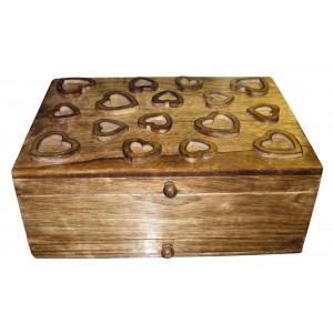 Mango Wood Heart Design Vanity Jewellery Box