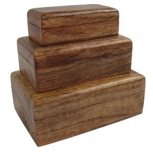 Mango Wood Oblong Jewellery/Trinket Boxes - Set/3