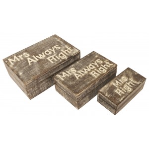 Mango Wood Mrs Always Right Trinket Jewellery Decorative Boxes