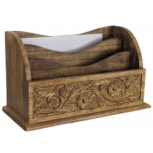 Mango Wood Flower Letter Rack
