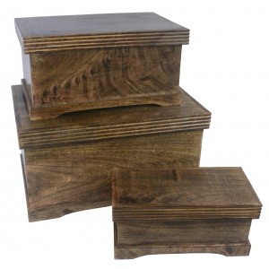 Mango Wood Set Of 3 Plain Boxes Large 46.5cm