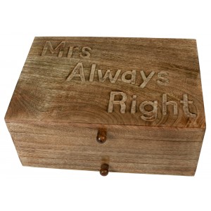 Mango Wood Mrs Always Right Vanity Jewellery Box