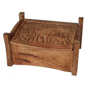 Mango Wood Elephant Design Jewellery Trinket Box