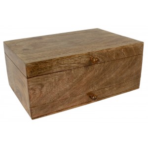 Mango Wood Plain Top Jewellery Trinket Vanity Box - 33cm