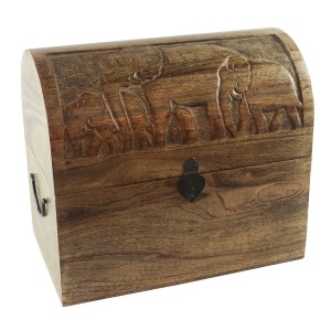 Mango Wood Elephant Design Wine Box