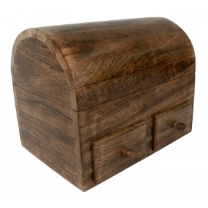 Mango Wood Plain Dome Top Box With 2 Drawers