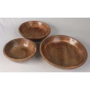 Mango Wood Round Bowls - Set/3