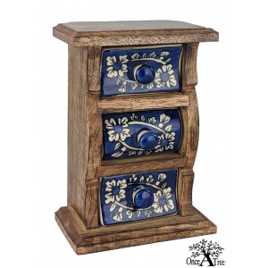 Ceramic 3 Drawer Almirah - Vertical - Dark Blue Colour - 18cm