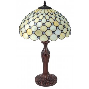 Cream Jewelled Tiffany Table Lamp 59cm (Large) + Free Bulb