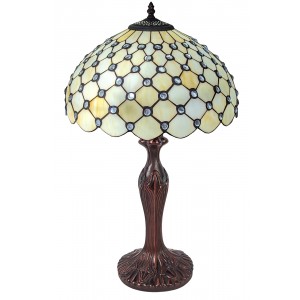 Cream Jewelled Tiffany Table Lamp 59cm (Large) + Free Incandescent Bulb