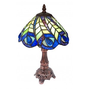 Peacock Tiffany Table Lamp - 30cm + Free Incandescent Bulb  