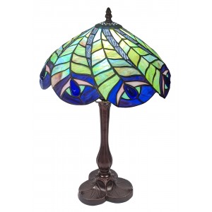Peacock Tiffany Table Lamp - 43cm + Free Bulb 