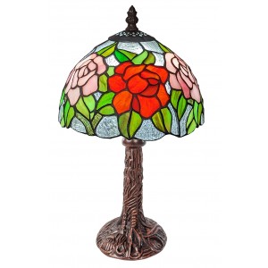 Rose Tiffany Table Lamp 34cm (Small) + Free Incandescent Bulb  