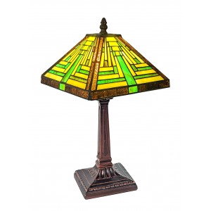 Pyramid Art Deco Tiffany Table Lamp - 38cm + Free Incandescent Bulb