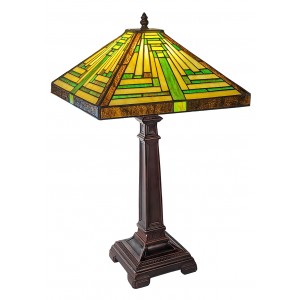 Pyramid Deco Tiffany Table Lamp - 54cm + Free Bulb