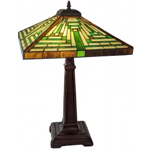 Pyramid Deco Style Tiffany Table Lamp - 62cm + Free Incandescent Bulb