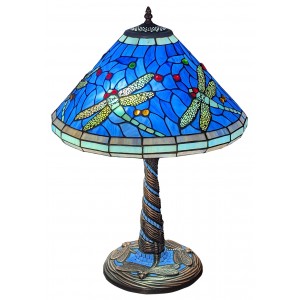 Blue Dragonfly Tiffany Shade On Mozaic Base Table Lamp 58cm + Free Bulb