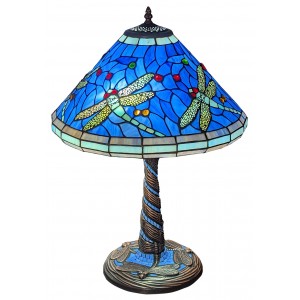 Blue Dragonfly Tiffany Shade On Mozaic Base Table Lamp 58cm + Free Incandescent Bulb