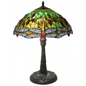 Dragonfly Tiffany Shade & Mosaic Base Table Lamp + Free Bulb