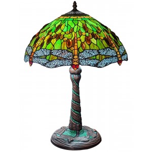 Dragonfly Tiffany Shade & Mosaic Base Table Lamp 58cm + Free Incandescent Bulb  