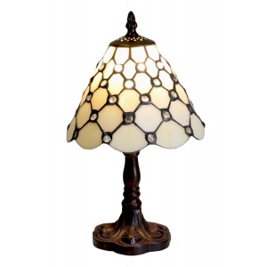 Cream Jewelled Tiffany Table Lamp 32cm + Free Bulb 
