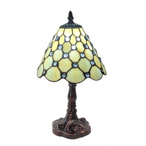 Cream Jewelled Tiffany Table Lamp 33cm + Free Bulb