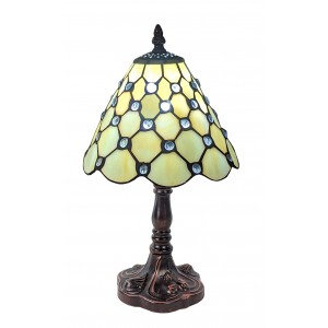 Cream Jewelled Tiffany Table Lamp 33cm + Free Incandescent Bulb