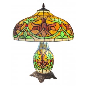 Fleur De Lys Tiffany Umbrella Table Lamp 55cm + Free Incandescent Bulb
