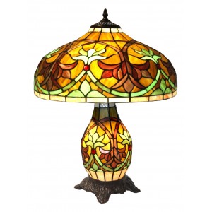 Fleur De Lys Tiffany Umbrella Lamp 55cm + Free Bulbs