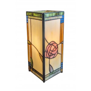 Mackintosh Tiffany Style Square Table Lamp 27cm + Free Bulb