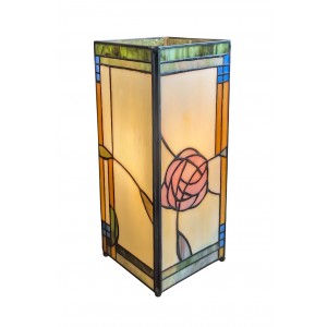 Mackintosh Tiffany Style Square Table Lamp 27cm + Free Incandescent Bulb