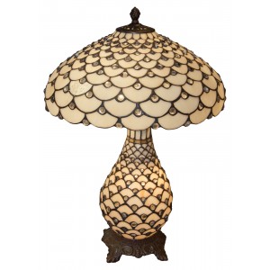 Cream Jewelled Tiffany Umbrella Lamp 60cm  + Free Bulbs