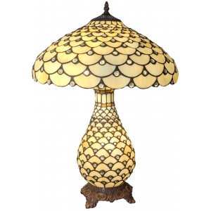 Cream Jewelled Tiffany Umbrella Table Lamp 59cm + Free Bulb   