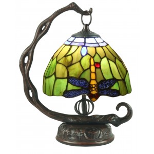 Dragonfly Tiffany Lamp Embossed Base 31cm + Free Incandescent Bulb 