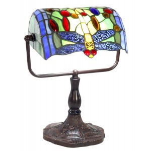 Dragonfly Bankers Tiffany Table Lamp 32cm + Free Incandescent Bulb